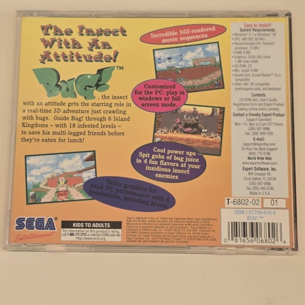 Sega BUG!  PC CD-ROM Windows 95 - Disc Only - Picture 3 of 3